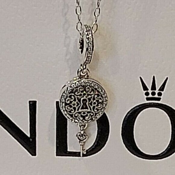Authentic Pandora Sterling Silver *RETIRED* Regal Key Dangle Charm 797660CZ - Picture 12 of 13